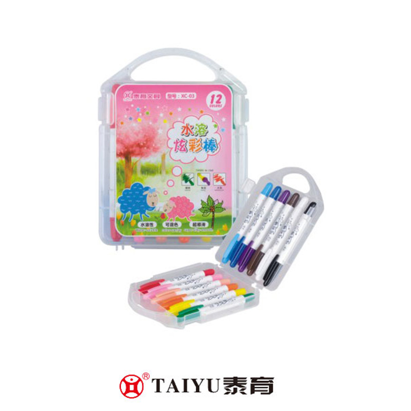 Elevii folosesc creion 12 culori într-o cutie PP Smooth Costomized Color Crayon-XC 03